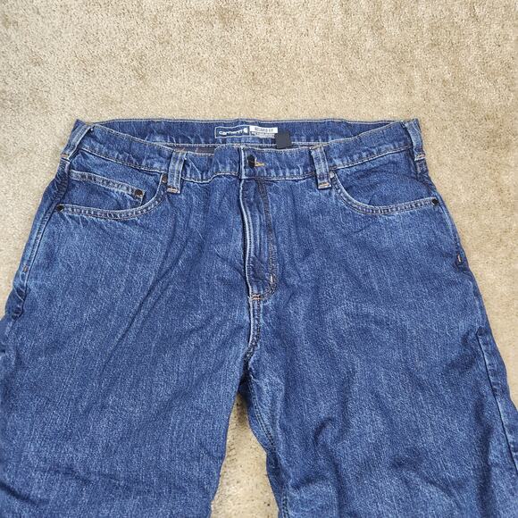 Carhartt Jeans Mens 38x30 Relaxed Fit Flannel Lined Blue Denim Workwear B225 - Picture 3 of 12